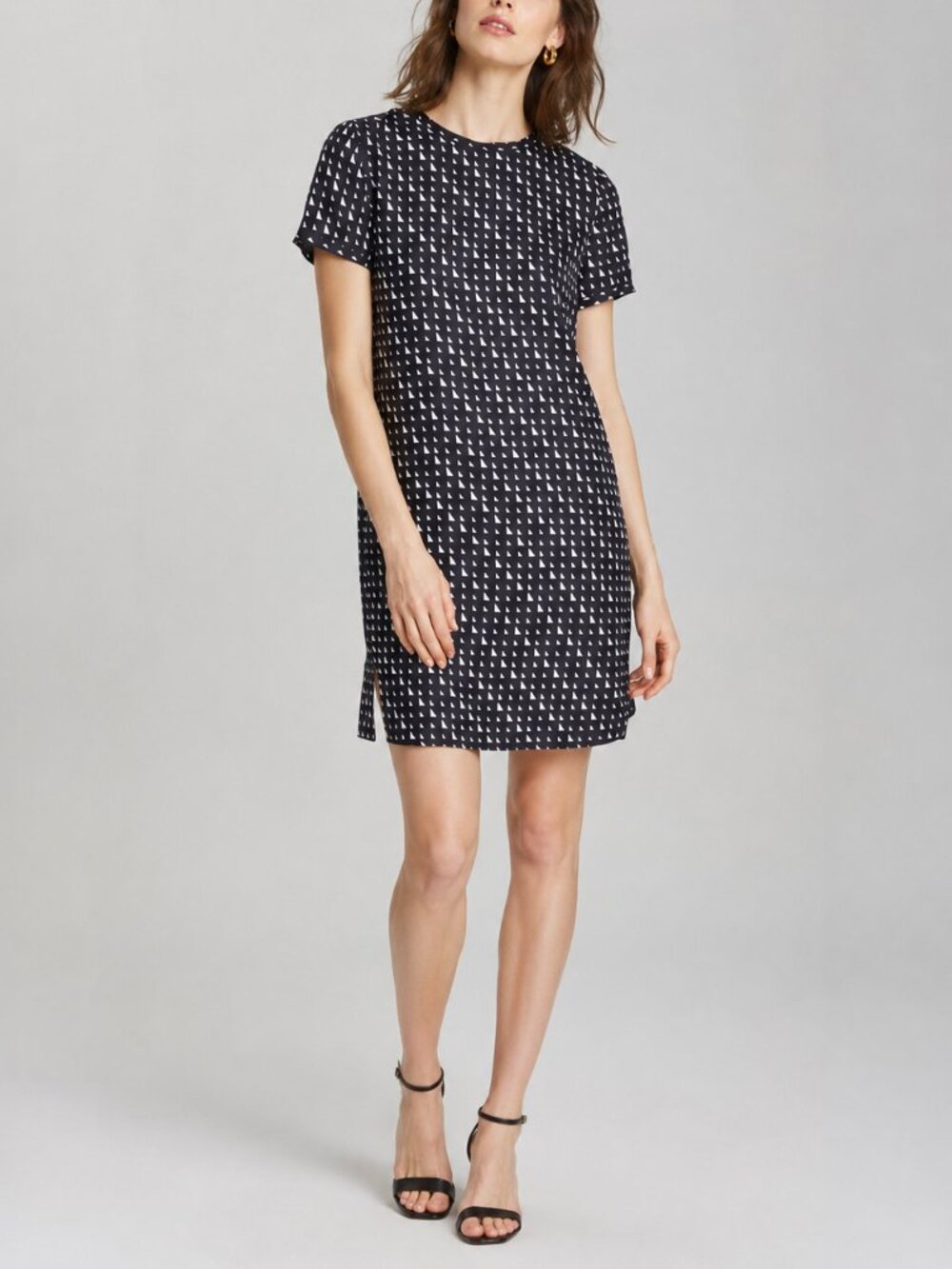 NWT Theory Silk T-shirt Geometric Print Shift Dress, Lightweight, Work or Brunch